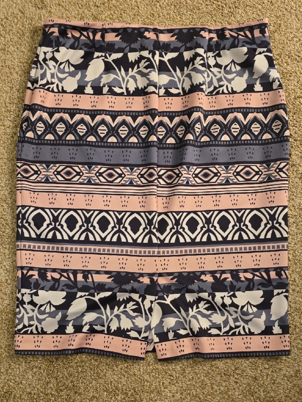 Ice Striped Floral Pencil Skirt in Pink, Navy, and Cream - Picture 2 of 3